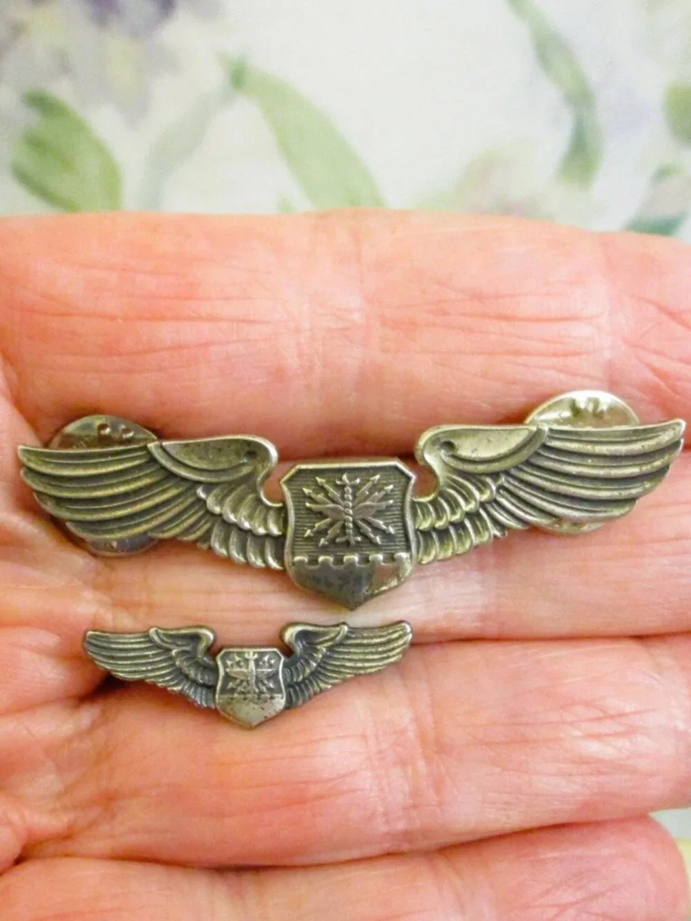 USAF Enlisted Navigator Wing Pair: Sterling Silver NS Meyer